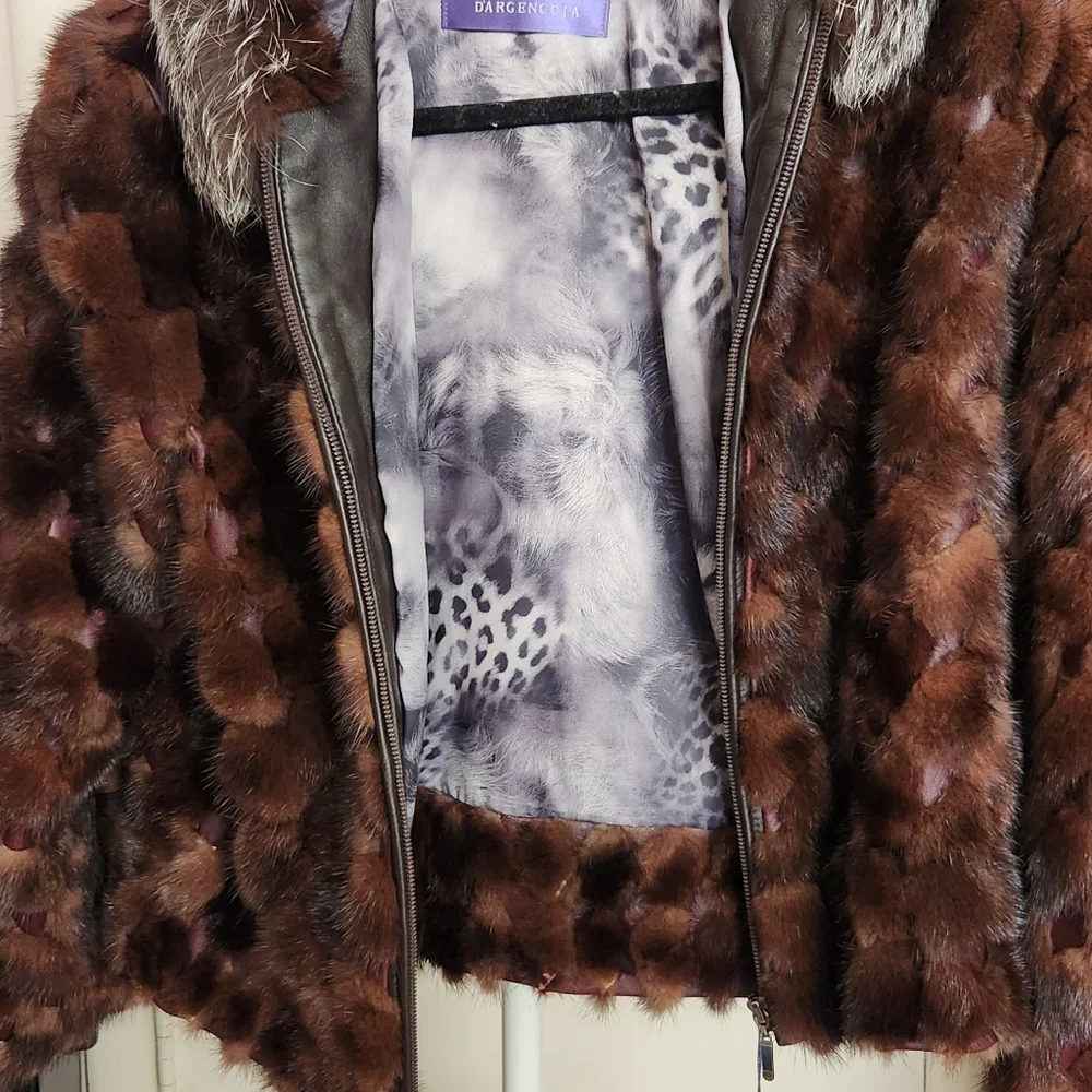 NWT Genuine Mink Fur Real Fox Fur Leather Coat  Only One Available - Picture 4 of 15